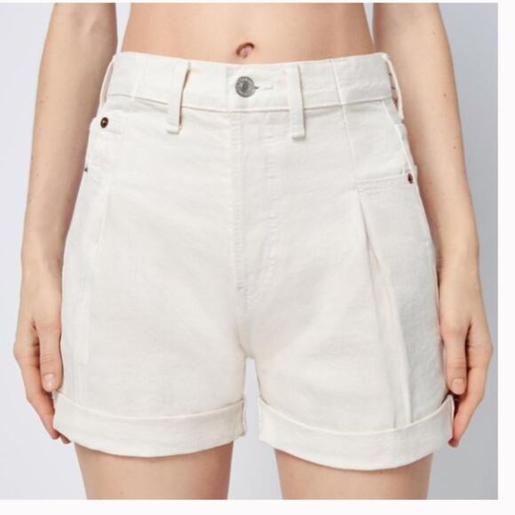 RE/DONE 40s Zoot Pleated Short In Vintage White 24 - Picture 1 of 8